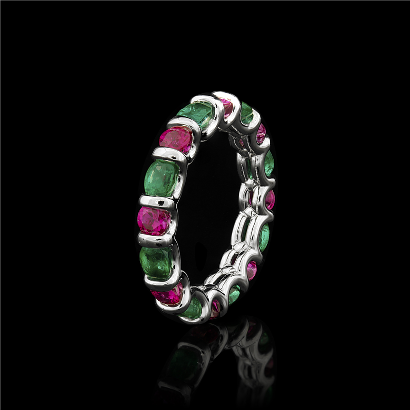 Emerald and Ruby Eternity Band